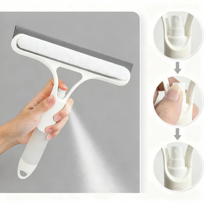 3 In 1 Window Cleaning Tool with Spray Bottle, Squeegee & Microfiber Scrubber