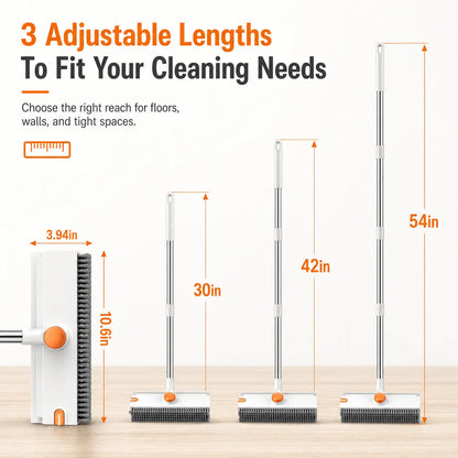 Heavy Duty Floor Cleaning Brush with Long Handle, Scrubber & Scraper